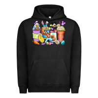 Pigment Black easter cartoon characters coffee cups Urban Hoodie - Zillion Design Studio