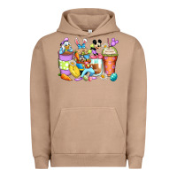 Pigment Burro easter cartoon characters coffee cups Urban Hoodie - Zillion Design Studio
