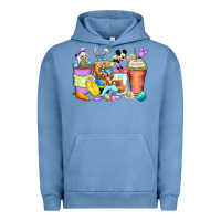 Pigment Pebble Blue easter cartoon characters coffee cups Urban Hoodie - Zillion Design Studio