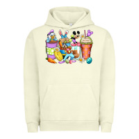 Pigment Pistachio easter cartoon characters coffee cups Urban Hoodie - Zillion Design Studio