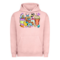 Pigment Salmon easter cartoon characters coffee cups Urban Hoodie - Zillion Design Studio