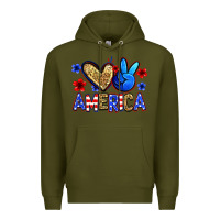 Army Green peace love america Premium Hoodie - Zillion Design Studio