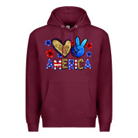 Burgundy peace love america Premium Hoodie - Zillion Design Studio