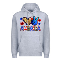 Heather Grey peace love america Premium Hoodie - Zillion Design Studio