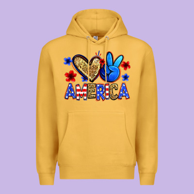 Peace Love America Premium Hoodie Designed By Zillion Design Studio