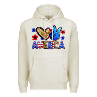 Oatmeal Heather peace love america Premium Hoodie - Zillion Design Studio