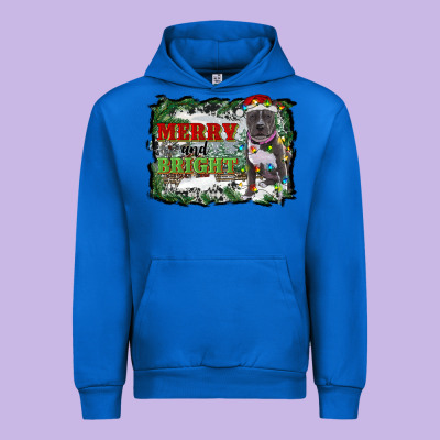 Merry And Bright Pitbull With Farm Urban Hoodie Designed By Ranaportraitstore