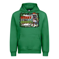 Emerald merry and bright pitbull with farm Urban Hoodie - RanaPortraitStore