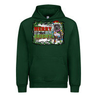 Forest Green merry and bright pitbull with farm Urban Hoodie - RanaPortraitStore