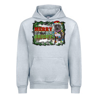 Heather Grey merry and bright pitbull with farm Urban Hoodie - RanaPortraitStore