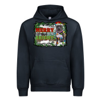 Navy merry and bright pitbull with farm Urban Hoodie - RanaPortraitStore