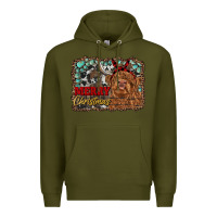 Army Green merry christmas highland cow Premium Hoodie - RanaPortraitStore
