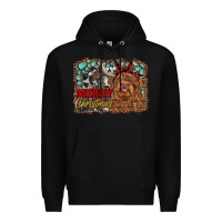 Black merry christmas highland cow Premium Hoodie - RanaPortraitStore