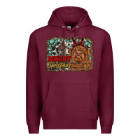 Burgundy merry christmas highland cow Premium Hoodie - RanaPortraitStore