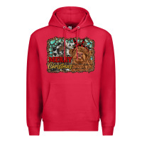 Cardinal merry christmas highland cow Premium Hoodie - RanaPortraitStore