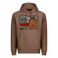 Chestnut merry christmas highland cow Premium Hoodie - RanaPortraitStore