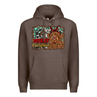 Coffee merry christmas highland cow Premium Hoodie - RanaPortraitStore