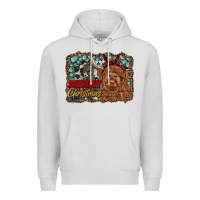 Dove Grey merry christmas highland cow Premium Hoodie - RanaPortraitStore