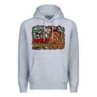 Heather Grey merry christmas highland cow Premium Hoodie - RanaPortraitStore