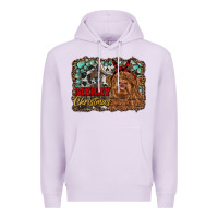 Lilac merry christmas highland cow Premium Hoodie - RanaPortraitStore