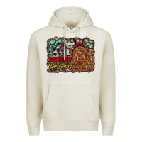 Oatmeal Heather merry christmas highland cow Premium Hoodie - RanaPortraitStore