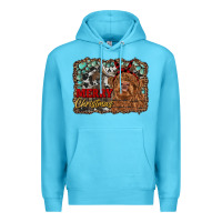 Ocean Blue merry christmas highland cow Premium Hoodie - RanaPortraitStore