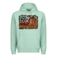 Seafoam merry christmas highland cow Premium Hoodie - RanaPortraitStore