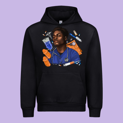 Afro Man Nurse Urban Hoodie Designed By Texasbilliewilder