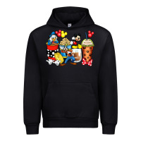 Black cartoon characters coffee cups Urban Hoodie - Zillion Design Studio