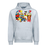Heather Grey cartoon characters coffee cups Urban Hoodie - Zillion Design Studio