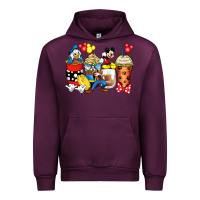 Mauve Wine cartoon characters coffee cups Urban Hoodie - Zillion Design Studio