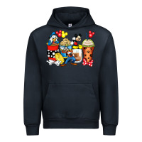 Navy cartoon characters coffee cups Urban Hoodie - Zillion Design Studio