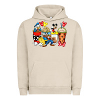 Pigment French Oak cartoon characters coffee cups Urban Hoodie - Zillion Design Studio