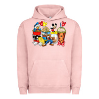 Pigment Salmon cartoon characters coffee cups Urban Hoodie - Zillion Design Studio