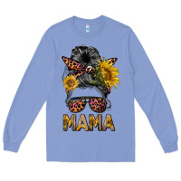 Colony Blue mess bun mama sunflowers Long Sleeve Tee - BarkalooDesign