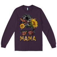 Plum mess bun mama sunflowers Long Sleeve Tee - BarkalooDesign