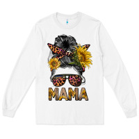 White mess bun mama sunflowers Long Sleeve Tee - BarkalooDesign