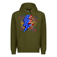 Army Green American lightning bolt Premium Hoodie - Zillion Design Studio