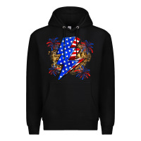 Black American lightning bolt Premium Hoodie - Zillion Design Studio