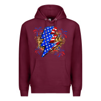 Burgundy American lightning bolt Premium Hoodie - Zillion Design Studio