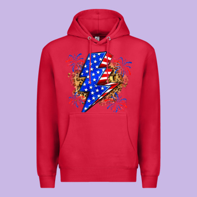 American Lightning Bolt Premium Hoodie Designed By Zillion Design Studio