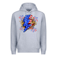 Heather Grey American lightning bolt Premium Hoodie - Zillion Design Studio