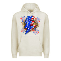 Oatmeal Heather American lightning bolt Premium Hoodie - Zillion Design Studio