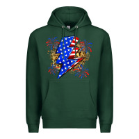 Sports Green American lightning bolt Premium Hoodie - Zillion Design Studio
