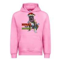 Fuchsia Pink merry and bright pitbull Urban Hoodie - RanaPortraitStore