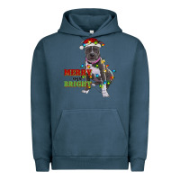 Pigment Midnight Navy merry and bright pitbull Urban Hoodie - RanaPortraitStore