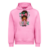 Fuchsia Pink afro messy bun nurse life Urban Hoodie - texasbilliewilder