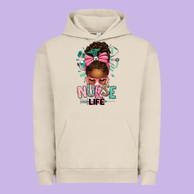 Afro Messy Bun Nurse Life Urban Hoodie Designed By Texasbilliewilder