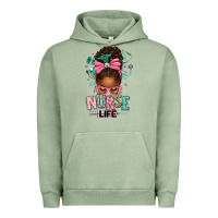 Pigment Oil Green afro messy bun nurse life Urban Hoodie - texasbilliewilder