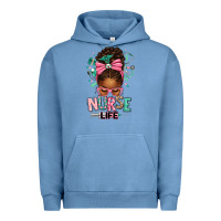 Pigment Pebble Blue afro messy bun nurse life Urban Hoodie - texasbilliewilder